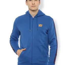 Van Heusen Blue Regular Fit Striped Hooded Sweatshirts image 1