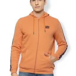 Van Heusen Orange Regular Fit Striped Hooded Sweatshirts image 1