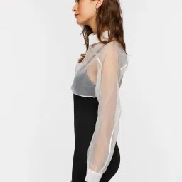 Forever 21 White Regular Fit Crop Shirt image 3