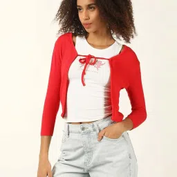 Forever 21 Red Striped Shrug image 3