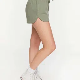 Forever 21 Green Cotton Mid Rise Shorts image 3