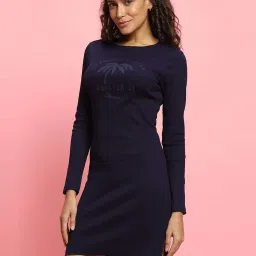 Forever 21 Navy Cotton Bodycone Printed Dress image 3
