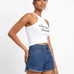 Forever 21 White Printed Crop Top image 3
