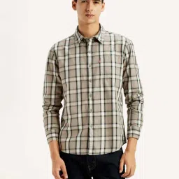Levi's Men's Checkered Beige Slim Fit Shirt-picture-37