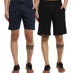 Vimal Jonney Navy & Black Regular Fit Printed Shorts - Pack of 2-picture-11