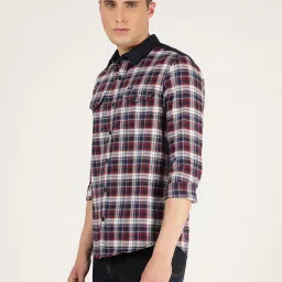 Lee Maroon Slim Fit Check Shirt image 3