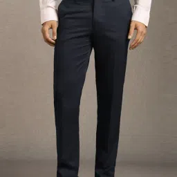 Louis Philippe Navy Slim Fit Texture Trousers-picture-43