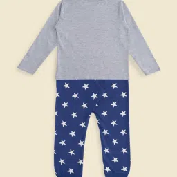 Pantaloons Junior Grey & Navy Cotton Printed Full Sleeves T-Shirt Set image 3
