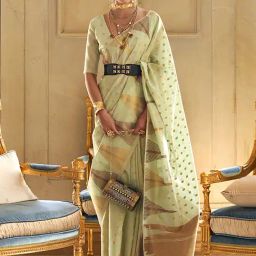 Saree Mall Green Woven Saree With Unstitched Blouse-picture-1