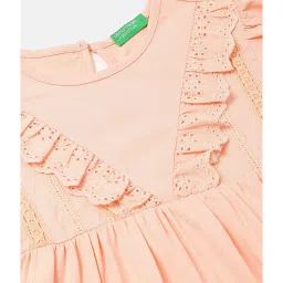 United Colors of Benetton Kids Peach Self Design Dress image 3