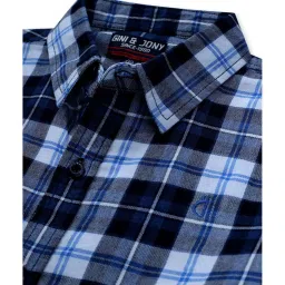 Gini & Jony Kids Blue Checks Full Sleeves Shirt image 3