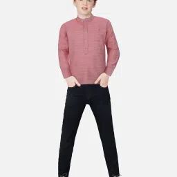 Gini & Jony Kids Pink Textured Full Sleeves T-Shirt image 3