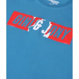 Gini & Jony Kids Blue Solid T-Shirt image 3