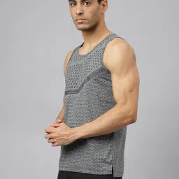 ALCIS Dark Grey Melange Anti-Static Slim Fit Distance Running Sleeveless T-Shirt image 3
