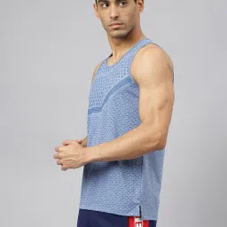 ALCIS Blue Melange Anti-Static Slim Fit Distance Running Sleeveless T-Shirt image 3