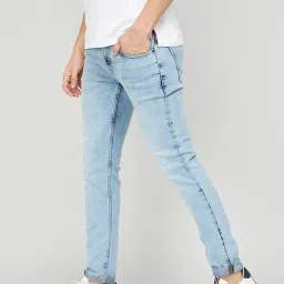 BOSSINI Light Blue Regular Fit Heavily Washed Jeans image 3