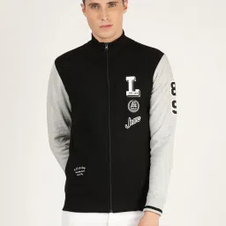 Lee Black & Grey Melange Full Sleeves High Neck Sweatshirt image 1