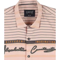 Cavio Kids Peach Cotton Striped Full Sleeves Shirt image 3