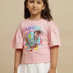 Kidsville Girls Pink Cotton Printed T-Shirt-image-29