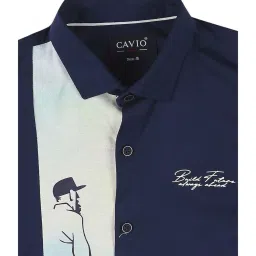 Cavio Kids Blue & White Color Block Full Sleeves Shirt image 3