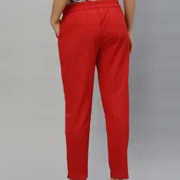 YASH GALLERY Red Mid Rise Pants image 2
