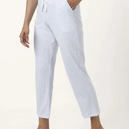 Dreamz by Pantaloons White Blue Cotton Chequered Pyjamas image 3