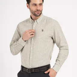 Red Tape Light Olive Striped Relaxed Fit Shirt image 5