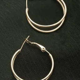 Karatcart Gold-plated Contemporary Hoop Earrings for Women-picture-15