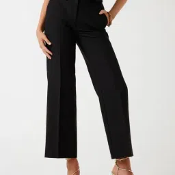 MARCIANO by GUESS Black Polyester Blend Solid Trousers-image-47