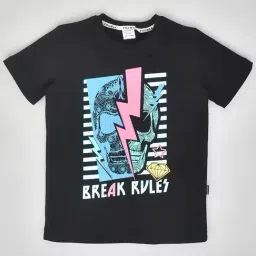 YOUMAA Boys Black Cotton Graphic T-Shirt-picture-33