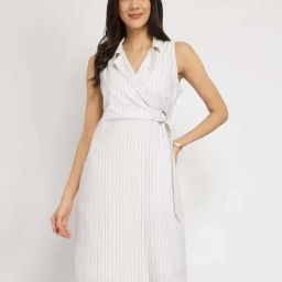 FableStreet White Striped Casual dress-picture-32