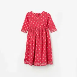 Melange by Lifestyle Kids Fuchsia Pink Printed Dress-picture-23