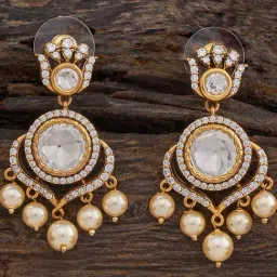 Kushal's Fashion Jewellery White Victorian Polished Kundan Earring for Women-image-39
