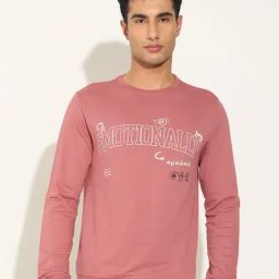 People By Pantaloons Candlelight Peach Slim Fit Printed Sweatshirt-picture-26