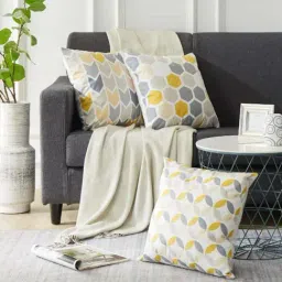 Elementary Yellow & Grey Polyester Cushion Covers - Set of 6 image 3
