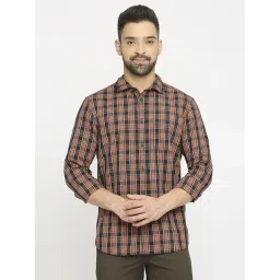 Basics Blue Cotton Slim Fit Checks Shirt-picture-42