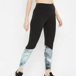 Clovia Black & Blue Printed Tights image 5