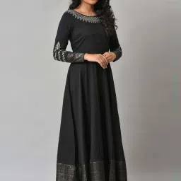 W Black Embroidered A Line Kurta image 4