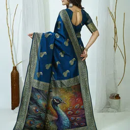 V3 FASHION STUDIO Ethnic Motifs Woven Design Zari Banarasi Saree with Blouse Piece image 4
