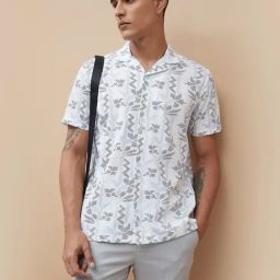 Code By Lifestyle White Cotton Regular Fit Printed Shirt-picture-23