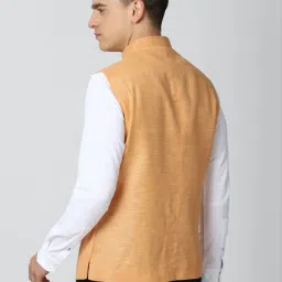 Peter England Peach Regular Fit Self Pattern Nehru Jacket image 2
