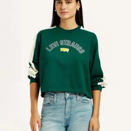 Levi's Dark Green Cotton Relaxed Fit Color-Block Sweatshirt image 3