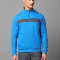 Louis Philippe Blue Regular Fit Colour Block Sweatshirt-image-0