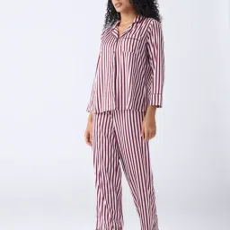Wunderlove by Westside Brown Striped Shirt and Pyjama Set-image-15