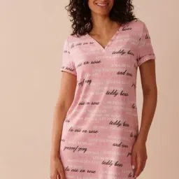 La Vie En Rose Pink Polyester Printed Night Shirts image 4