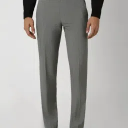 Van Heusen Grey Slim Fit Checks Trousers-picture-33