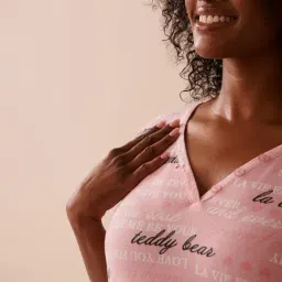 La Vie En Rose Pink Polyester Printed Night Shirts image 3