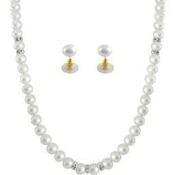 Sri Jagdamba Pearls Golden & Silver Alloy Necklace Set-picture-8