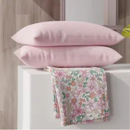 Layers Color Sense by Layers Ivy Pink Bouquet Printed Double Bed Sheet Pillow Covers (Queen)-image-18