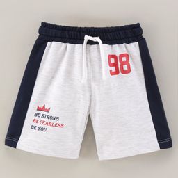 ToffyHouse Mid Thigh Length Cotton Lycra Shorts Placement Print- Grey-picture-2